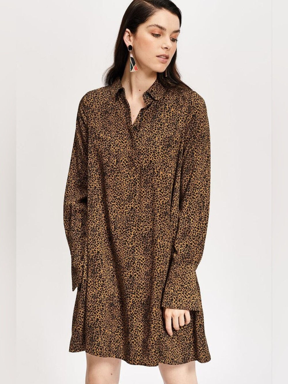 Essentiel Antwerp Toohard Dress Size 36 US 4 Leopard Long Sleeve EUC